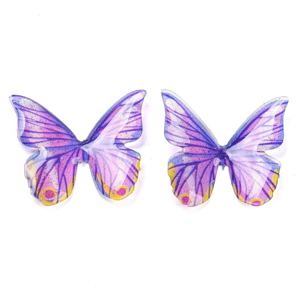 6659 50 pcs Purple Color Transparent Butterfly Theme Resin Cabochons